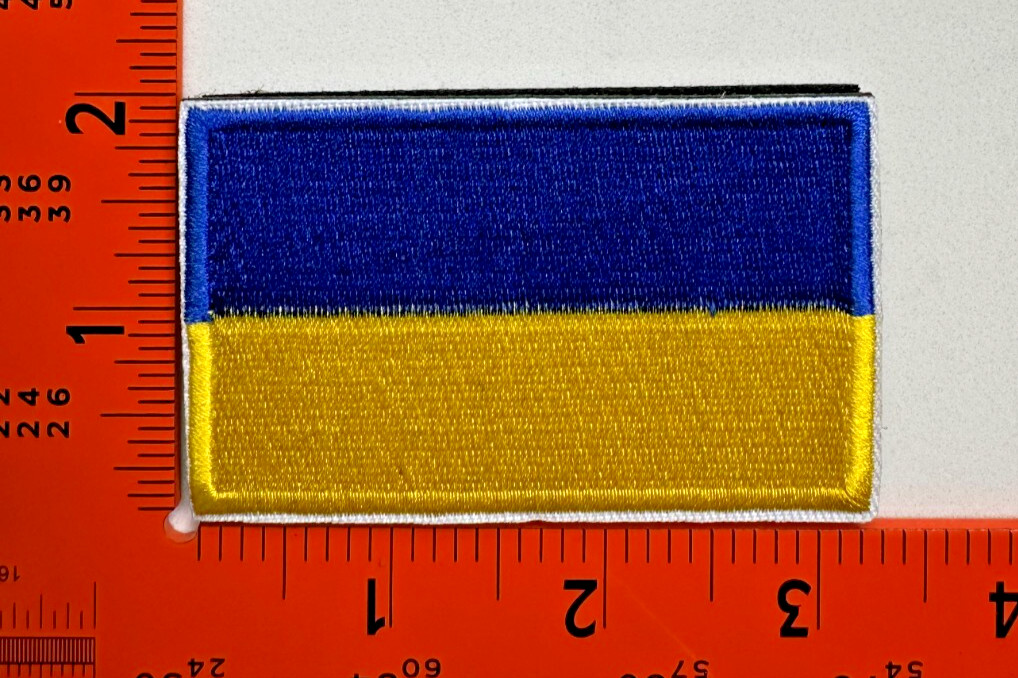 UKRAINE FLAG PATCH UKRAINIAN EMBLEM EMBROIDERED HOOK & LOOP SUPPORT APPLIQUE