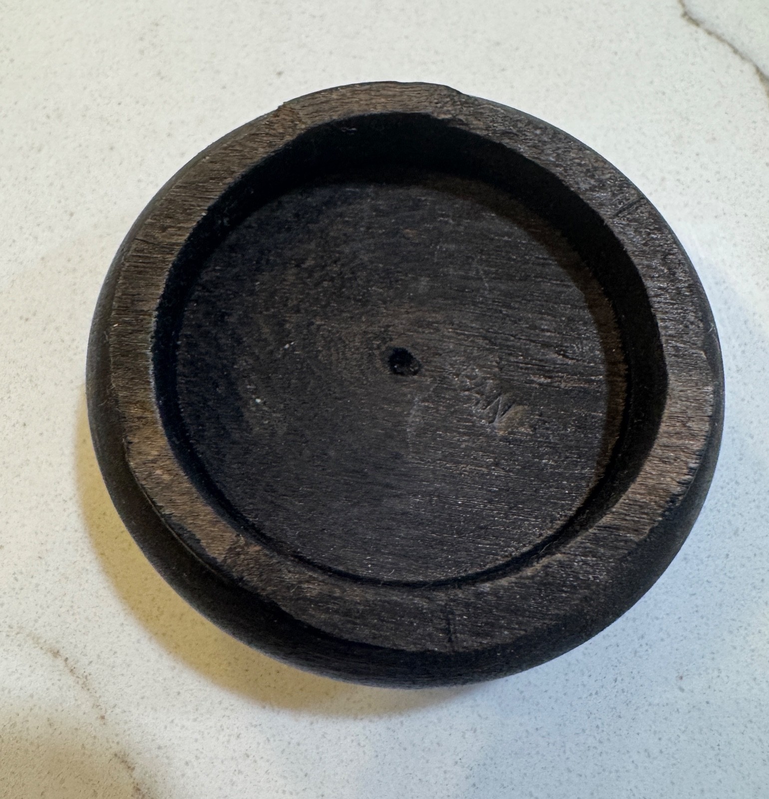 Vintage Black Japanese Carved Wood Mini Display Vase Stand 2″ (1 3/8″) JAPAN