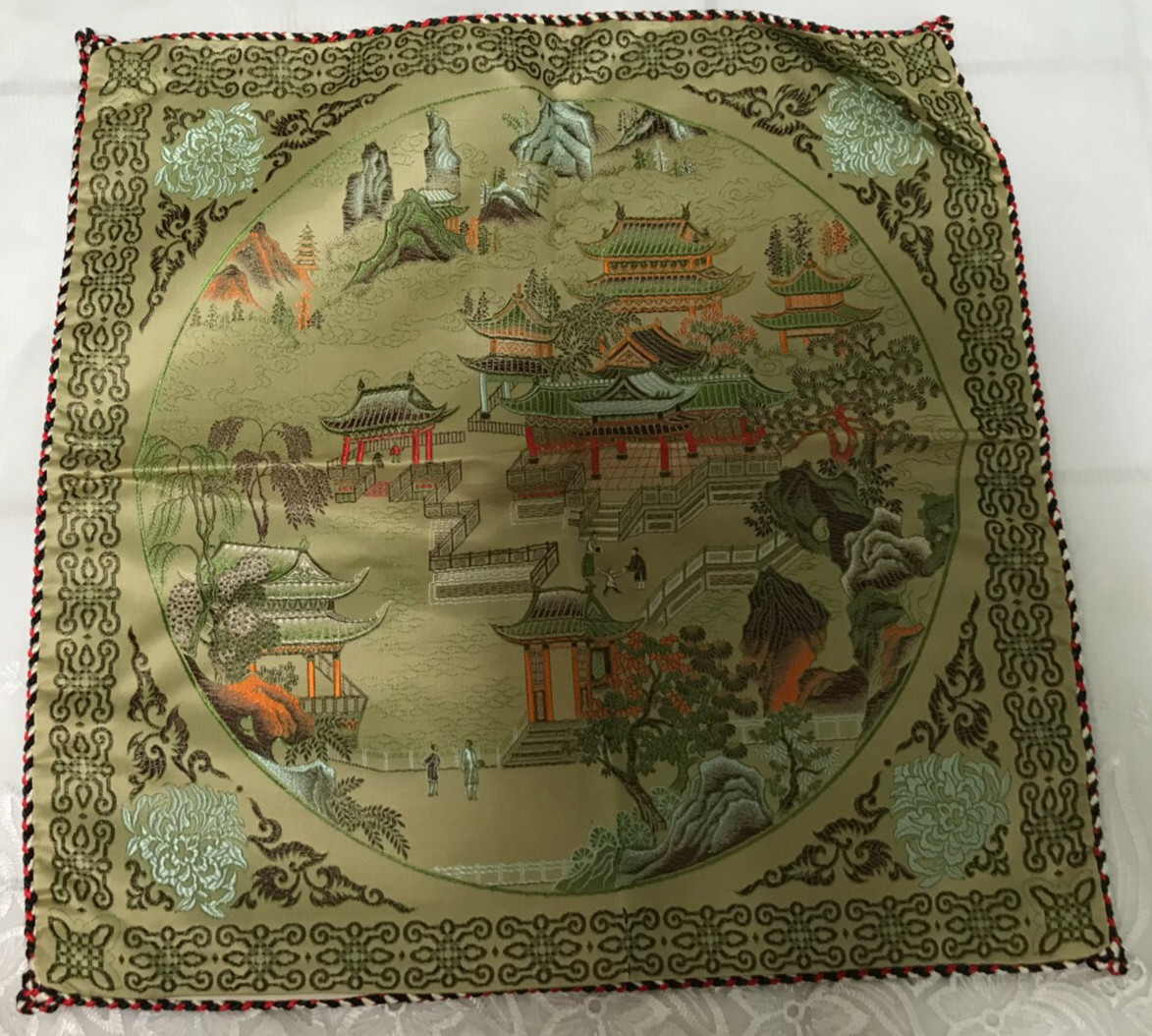 Beautiful Embroidered Chinese Satin Brocade Pillow Cover Doublesided