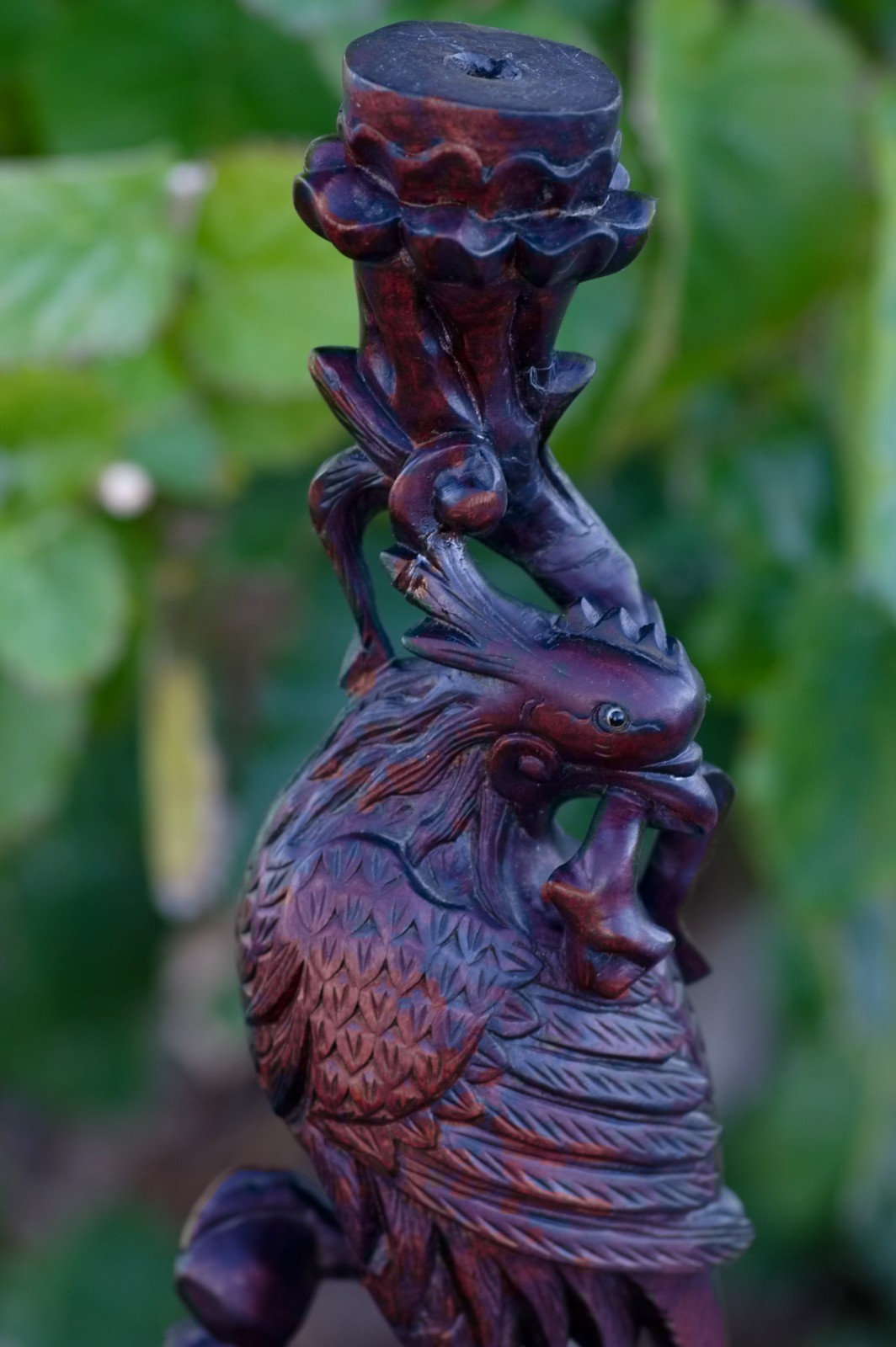 Oriental Boxwood Hand Carved Phoenix 12″ China 1950’s MAGNIFICENT SKILLFUL ART!