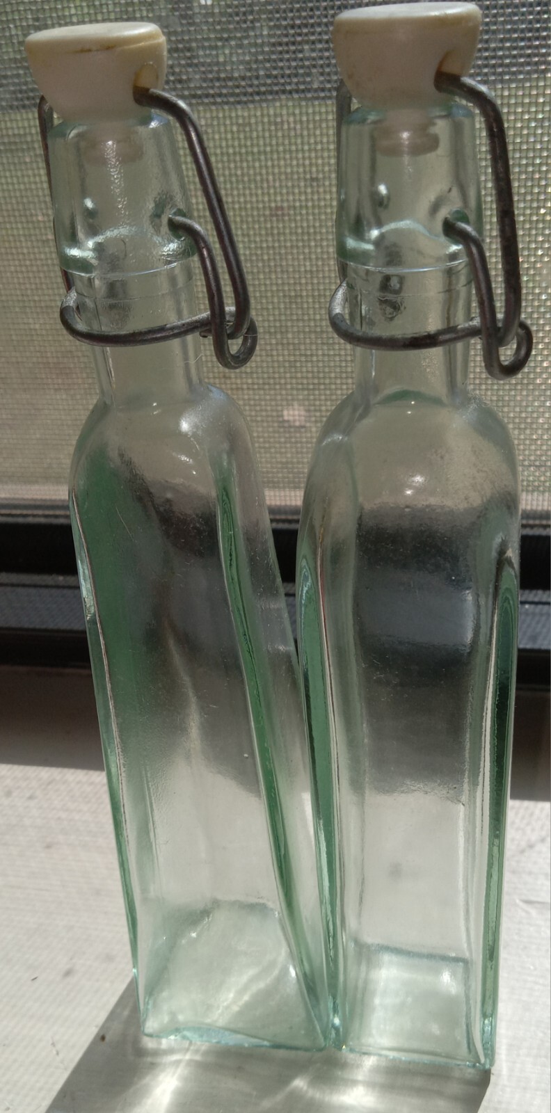 1970’s/1980’s Vintage Asian Clear Glass Soy Bottles With Tops (2)