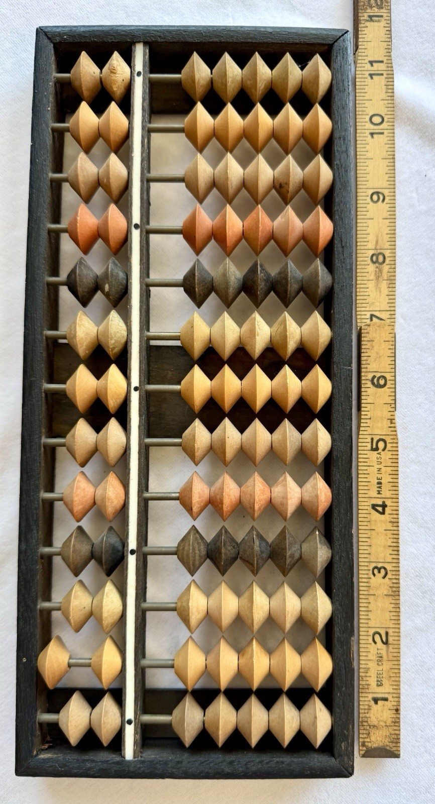 Abacus, Suanpan, wood / bamboo/ivory, China, mid-late 20th century