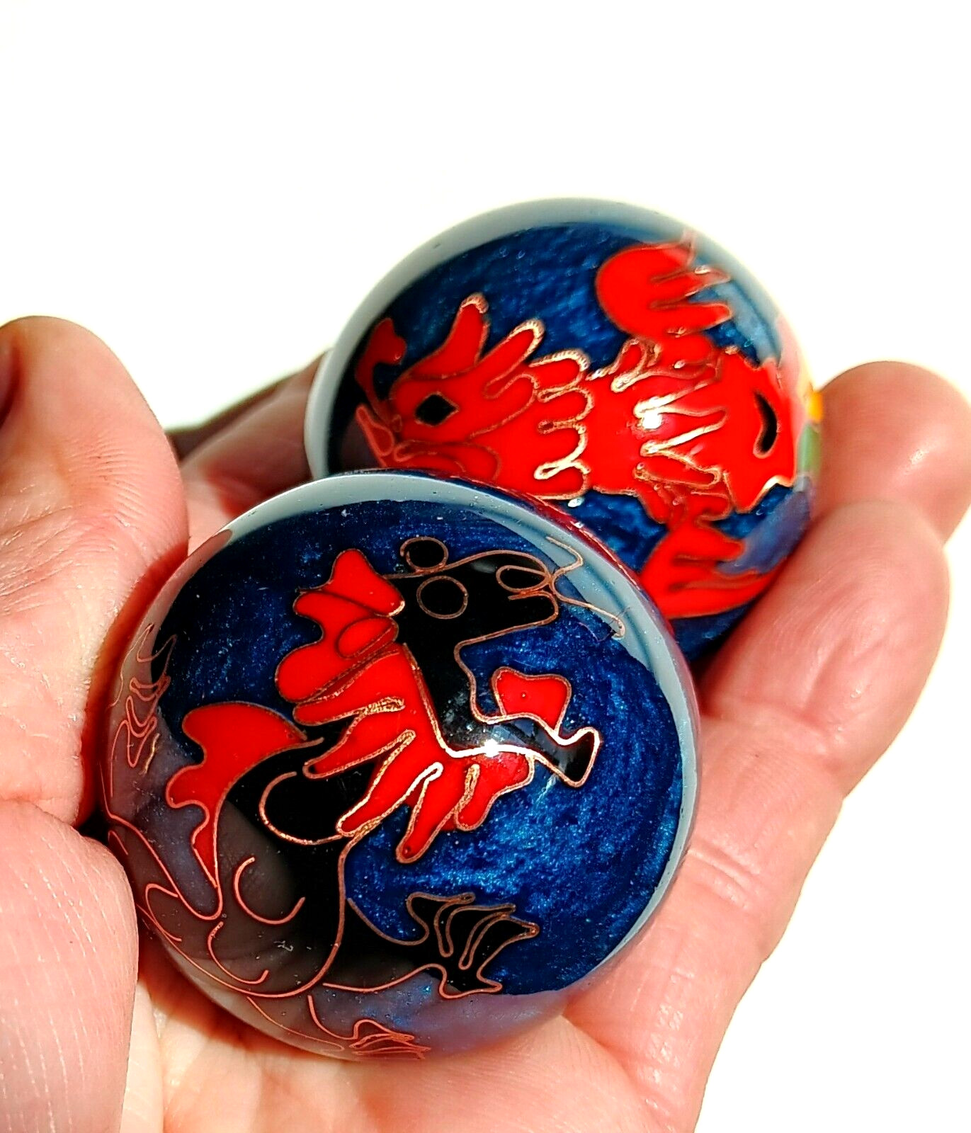 2 sets of Chinese Healthy Therapy Chrome Balls /40mm/Dragon &Phoenix/Exercise