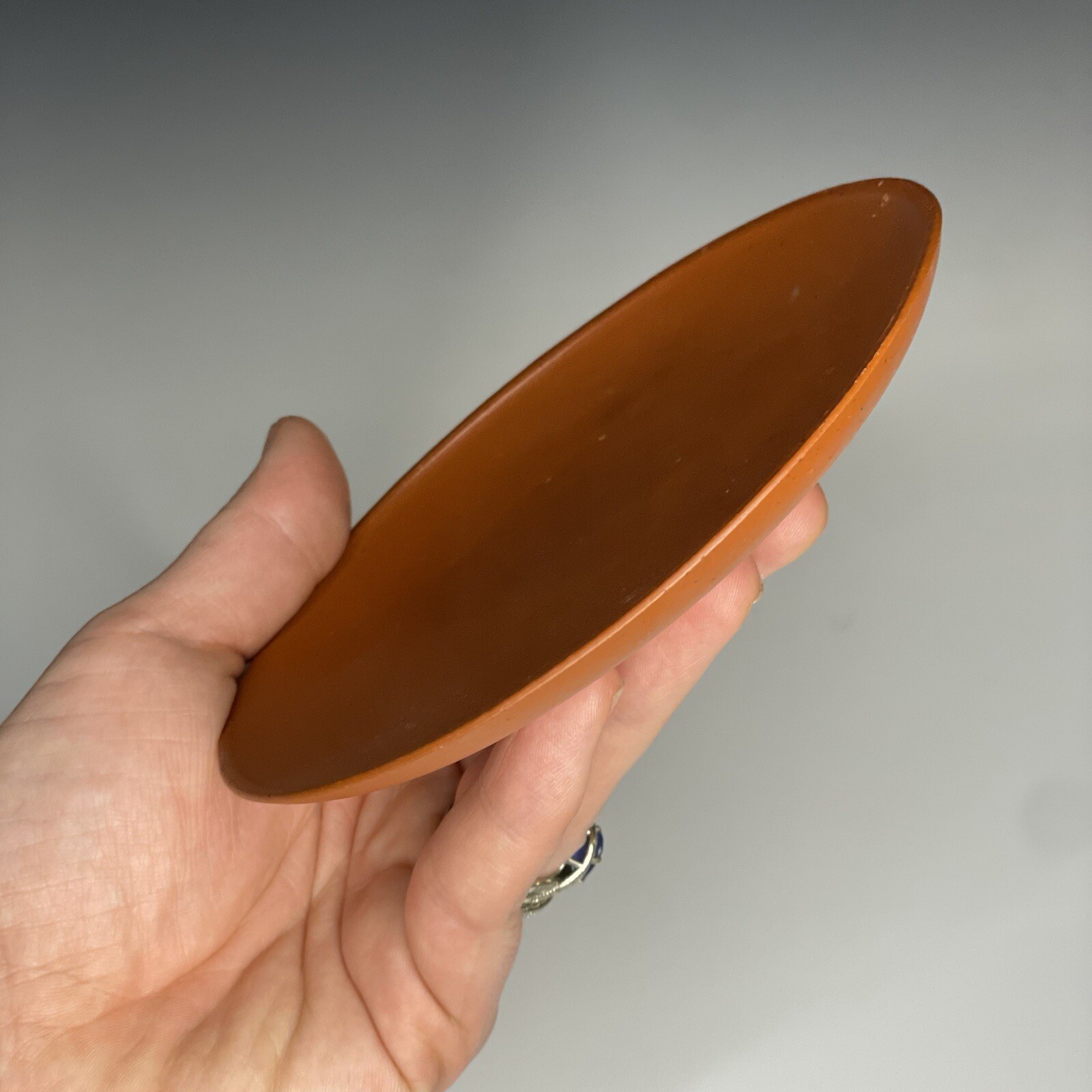 Vintage 20th C. 5″ Yixing Red Ware Pottery Tea Plate Saucer Nappy Asian Chinese