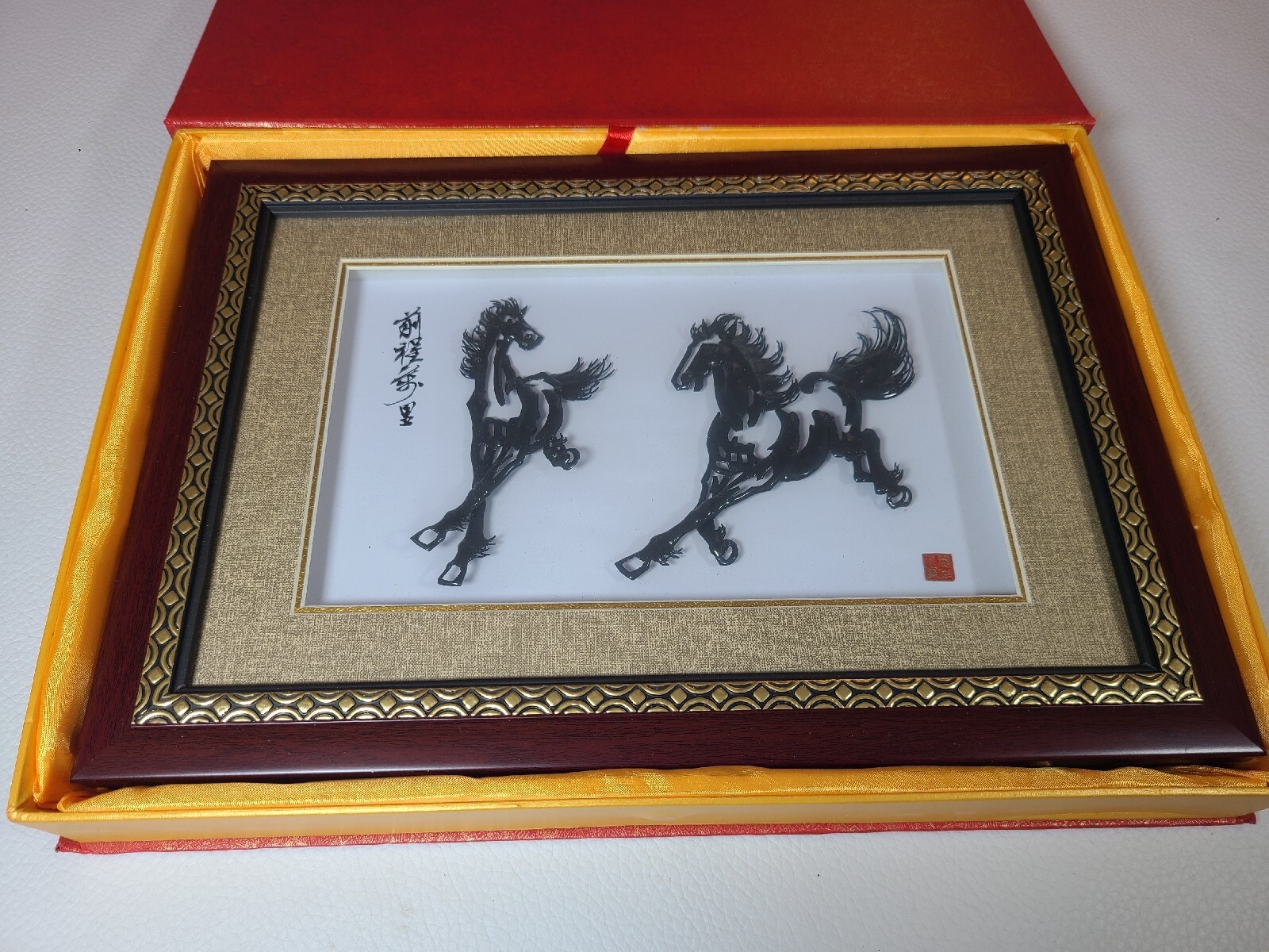 Anhui Wuhu Iron Horses Folk Art Chinese Asian Vintage Handmade Original Box HTF
