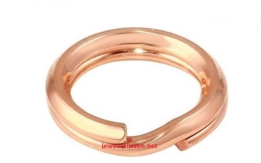 6.5mm OD 14k Solid ROSE Gold Round Split Jump Ring Clasp Charm Keychain Chain US