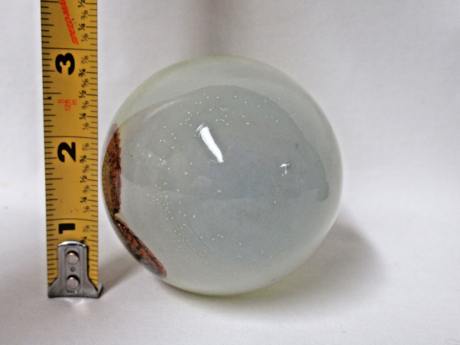 VINTAGE ORIENTAL ASIAN REVERSE HAND PAINTED GLASS EGG & STAND IN ORIGINAL BOX