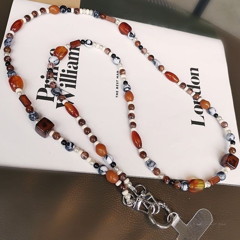Retro Beaded Phone Chain Long Hanging Strap Universal Phone Accessory