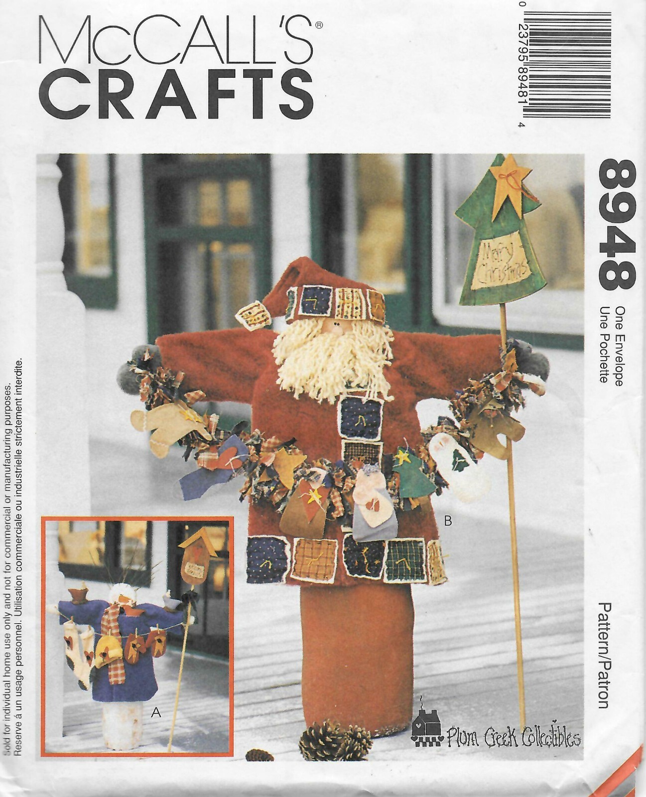 McCall’s 8948 Holiday Greeter Dolls Decorative 33″ Snowman & Santa UNCUT 1997