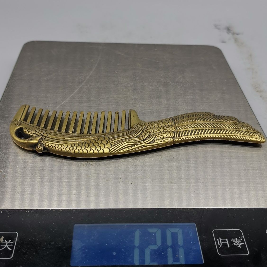 Vintage Brass Peacock Comb Handmade Copper Alloy Hair Care Styling Comb