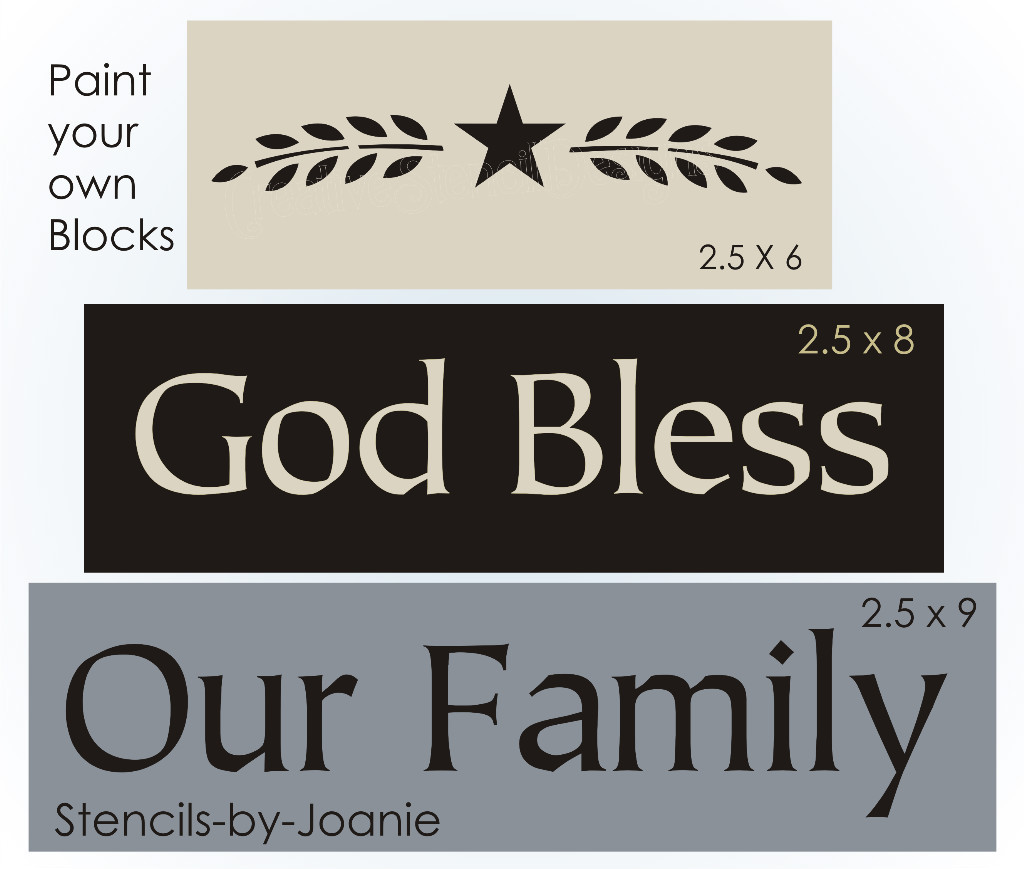 Joanie Stencil God Bless Our Family Willow Star Country Family Home DIY Signs