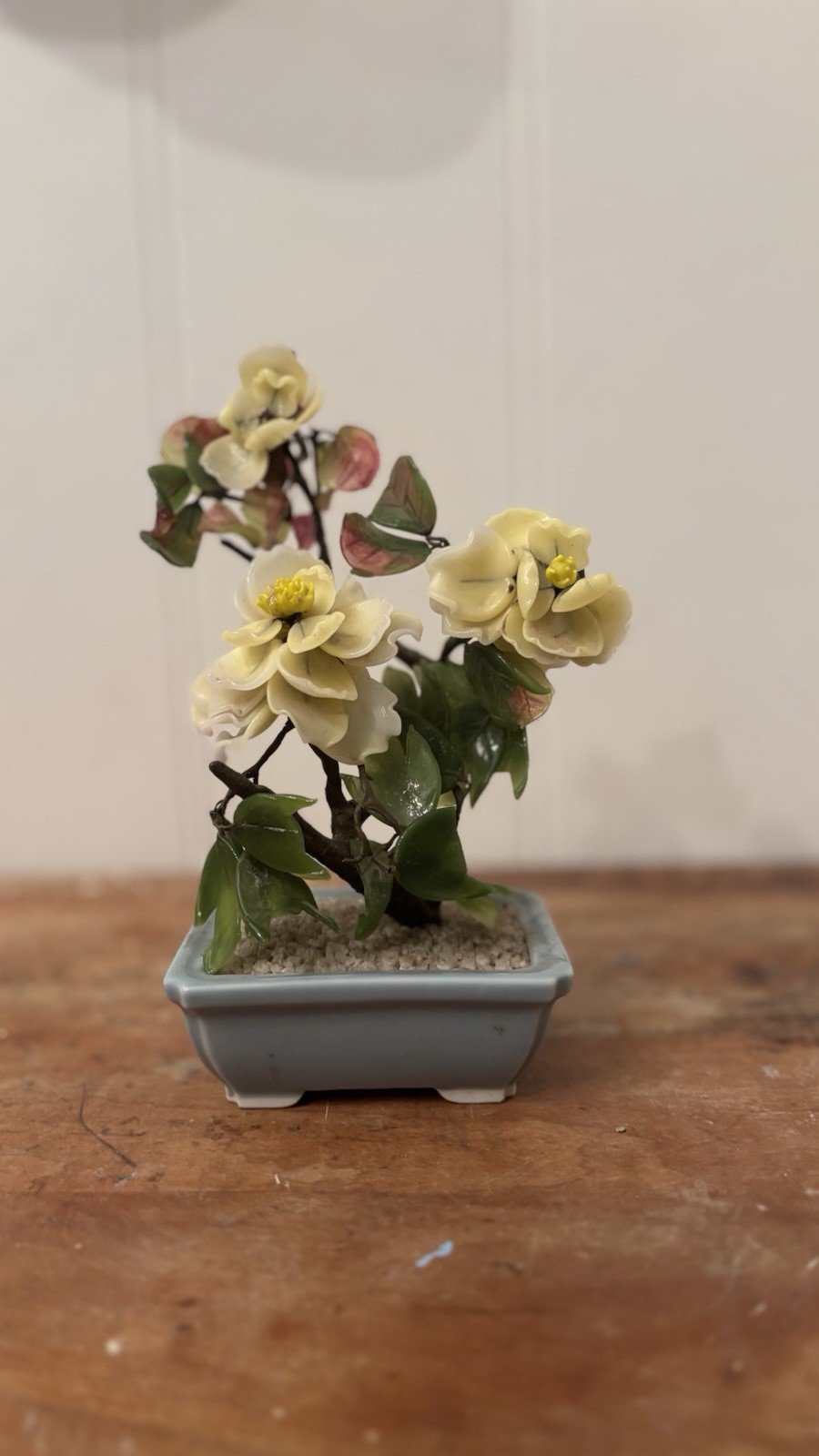 Vintage Made In Japan Glass Bonsai Tree In Bloom