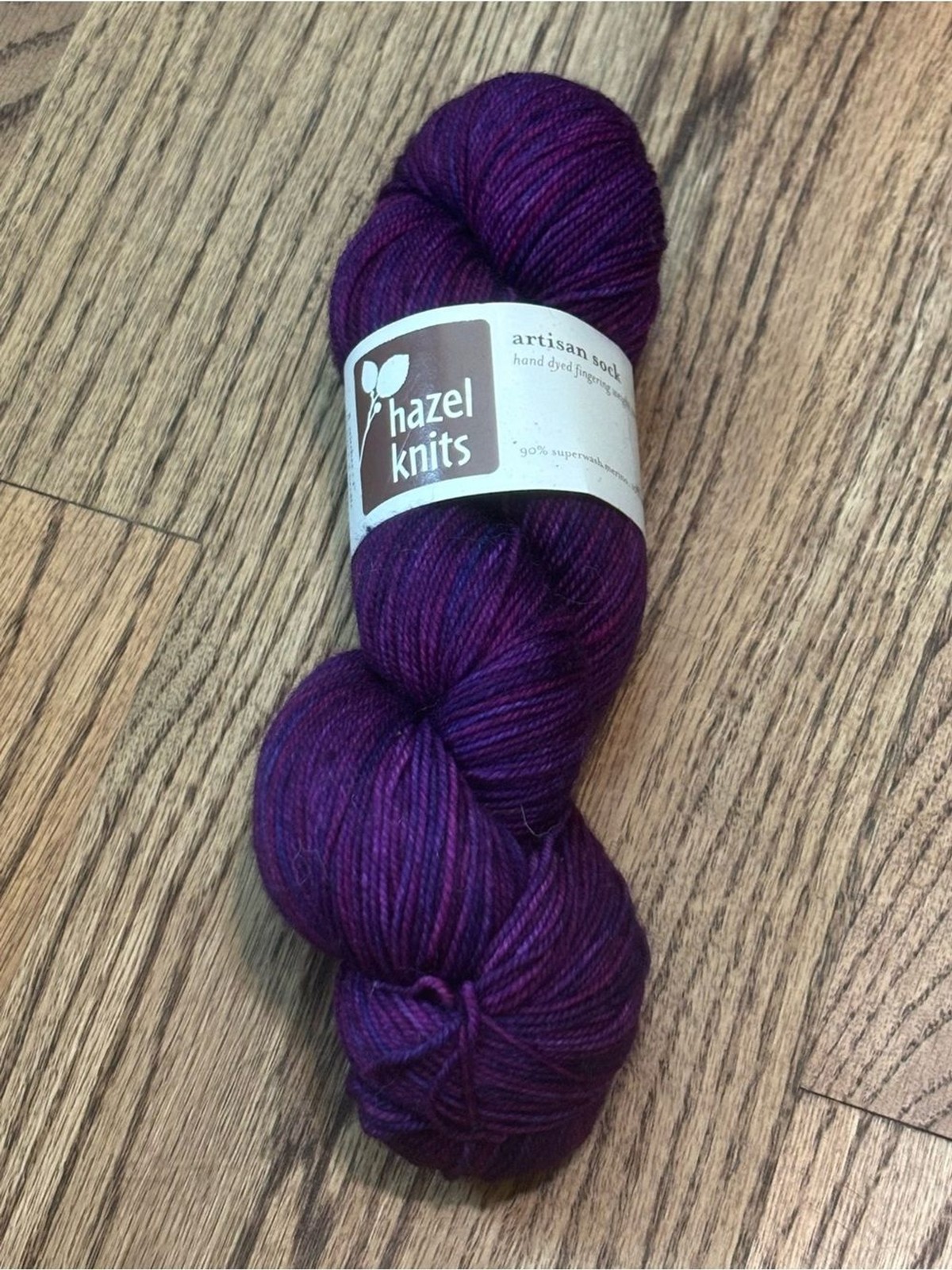 Hazel Knits Artisan Sock Yarn Deep Purple Electric Slide Heavy Fingering Wool