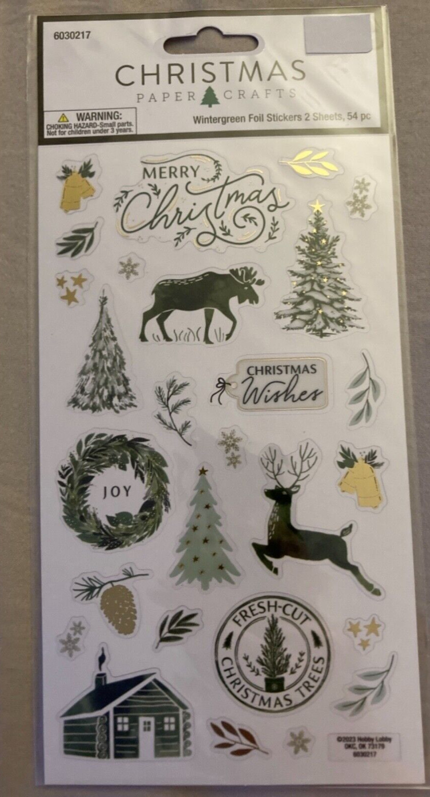 24 HL Christmas Paper Crafts Wintergreen Foil Sticker Sheet Packs (2 Sheets)