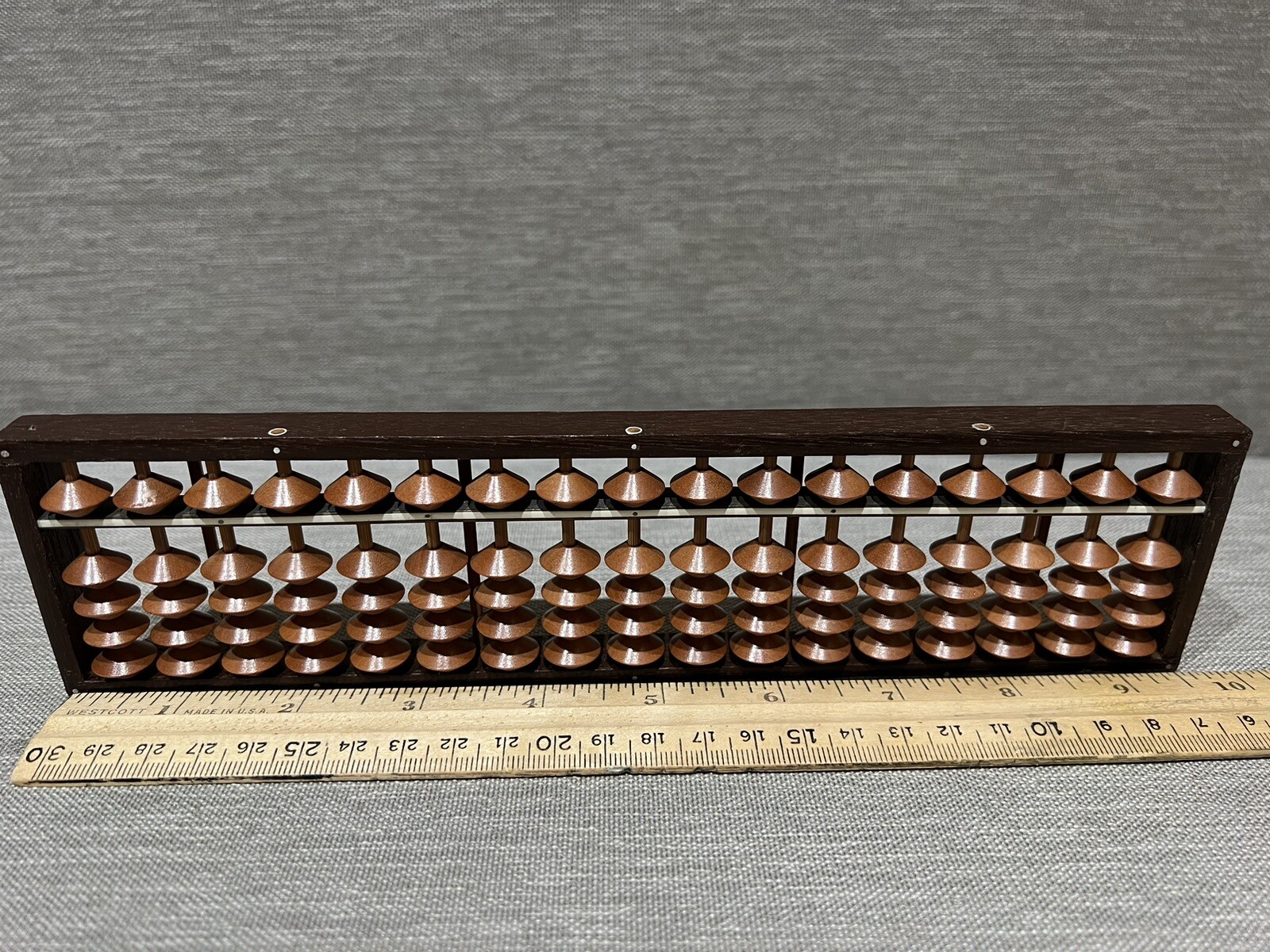 Vintage Wood Abacus 17 Rod Beads Light Brown Beads Counting Calculating Frame
