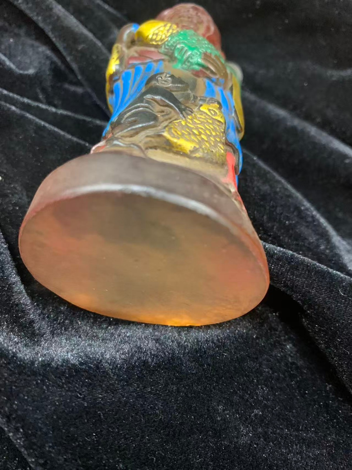 Excellent Pure Chinese Old Coloured Glaze Hand Made *Fisherman* Bottle