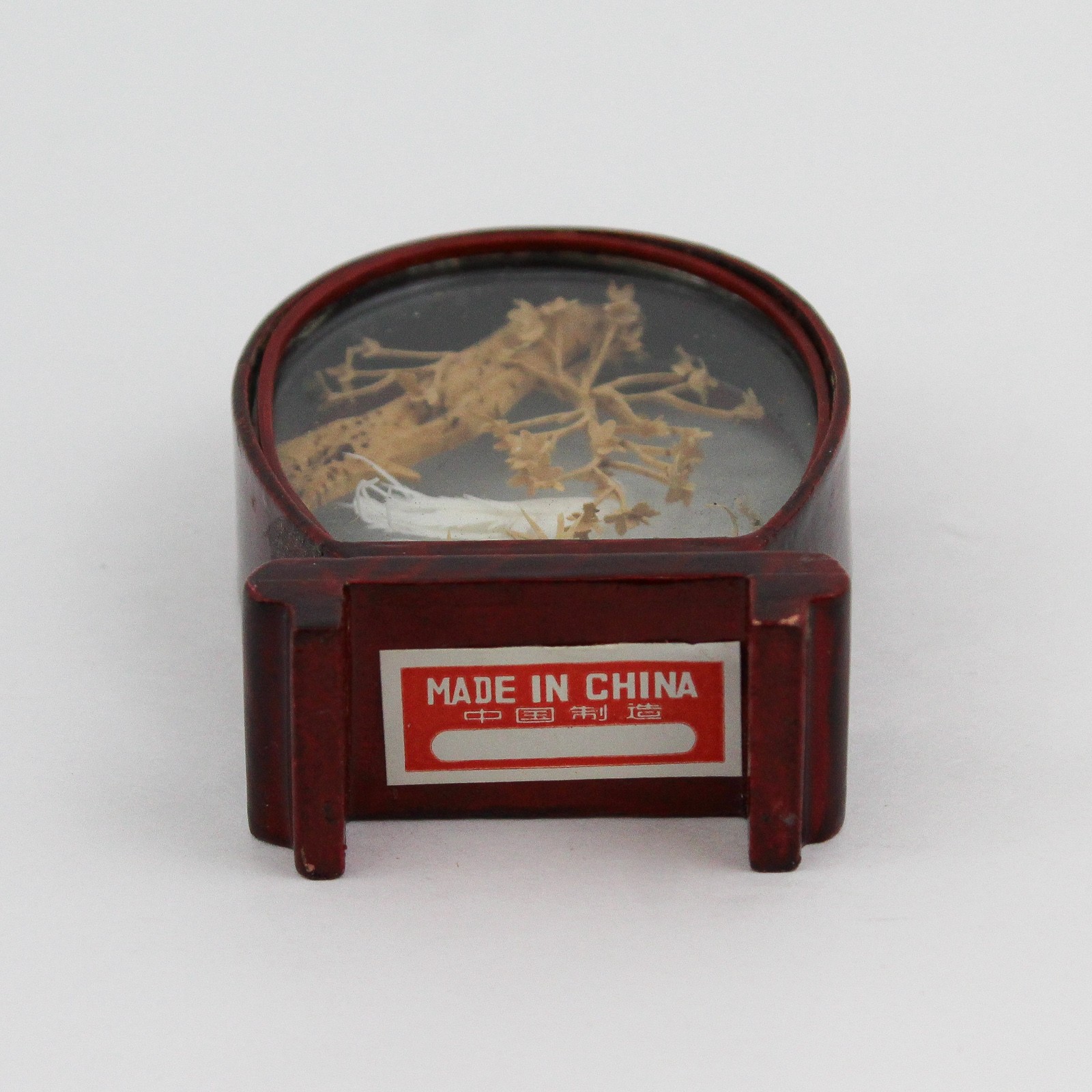 Small Framed Chinese Cork Diorama White Crane And Tree Scene