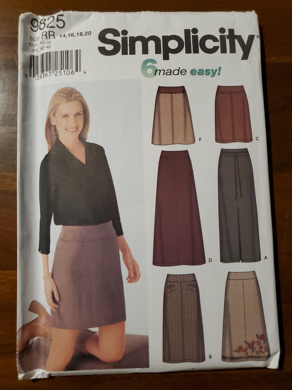 Simplicity Skirt Sewing Pattern 9825 Size 14 16 18 20 UNCUT FF