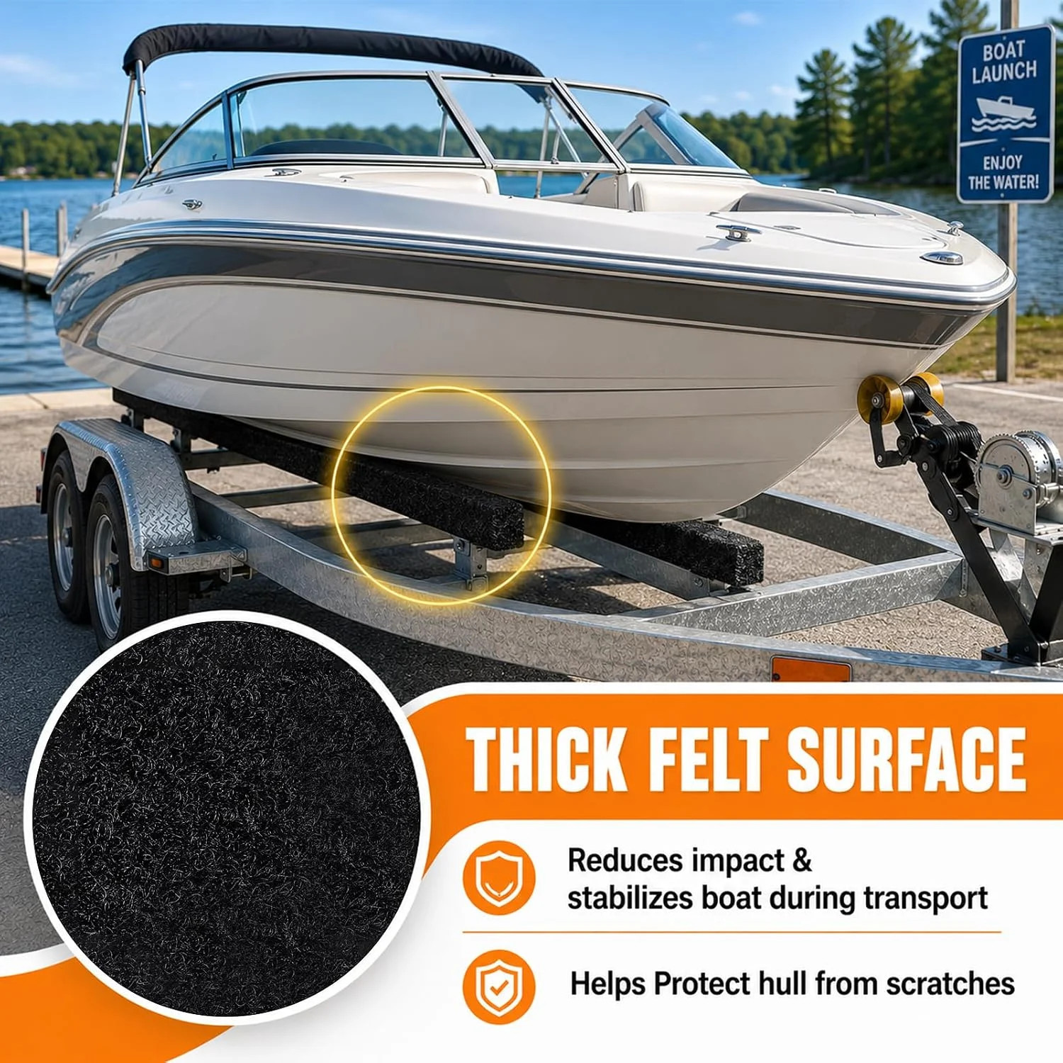 Boat Trailer Bunk Carpet 12in x 50ft, 36oz Extra Thick Marine Grade Bunk Board C
