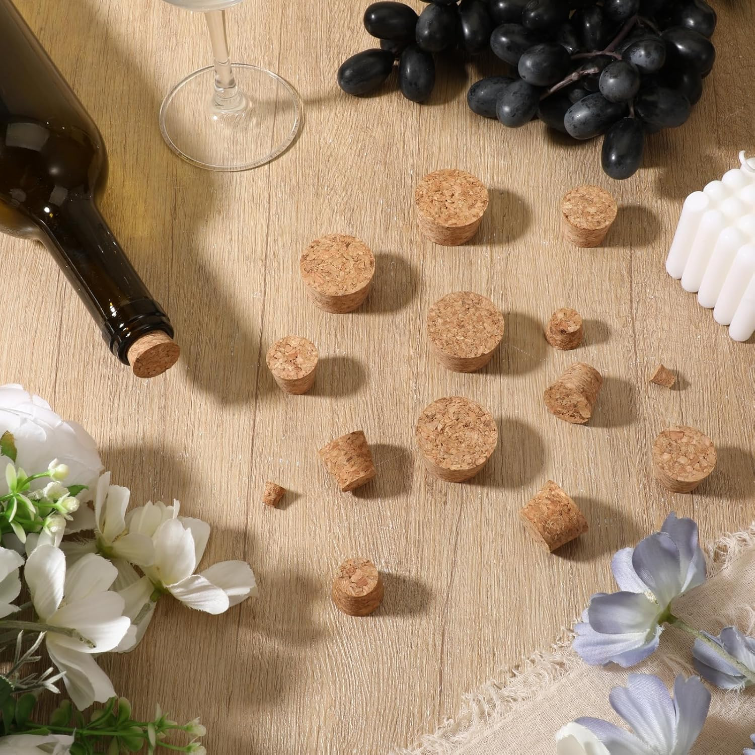 30 PCS Cork Stoppers Assorted Sizes Corks for Wine Bottles for Crafts Natural