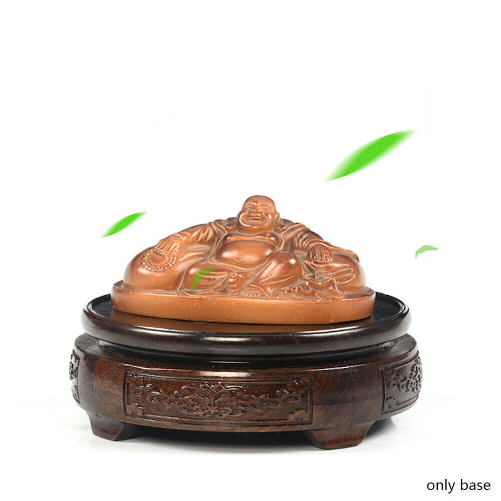 Chinese Wooden Display Stand Hand Carved Round Pedestal Bonsai Teapot Vase Base