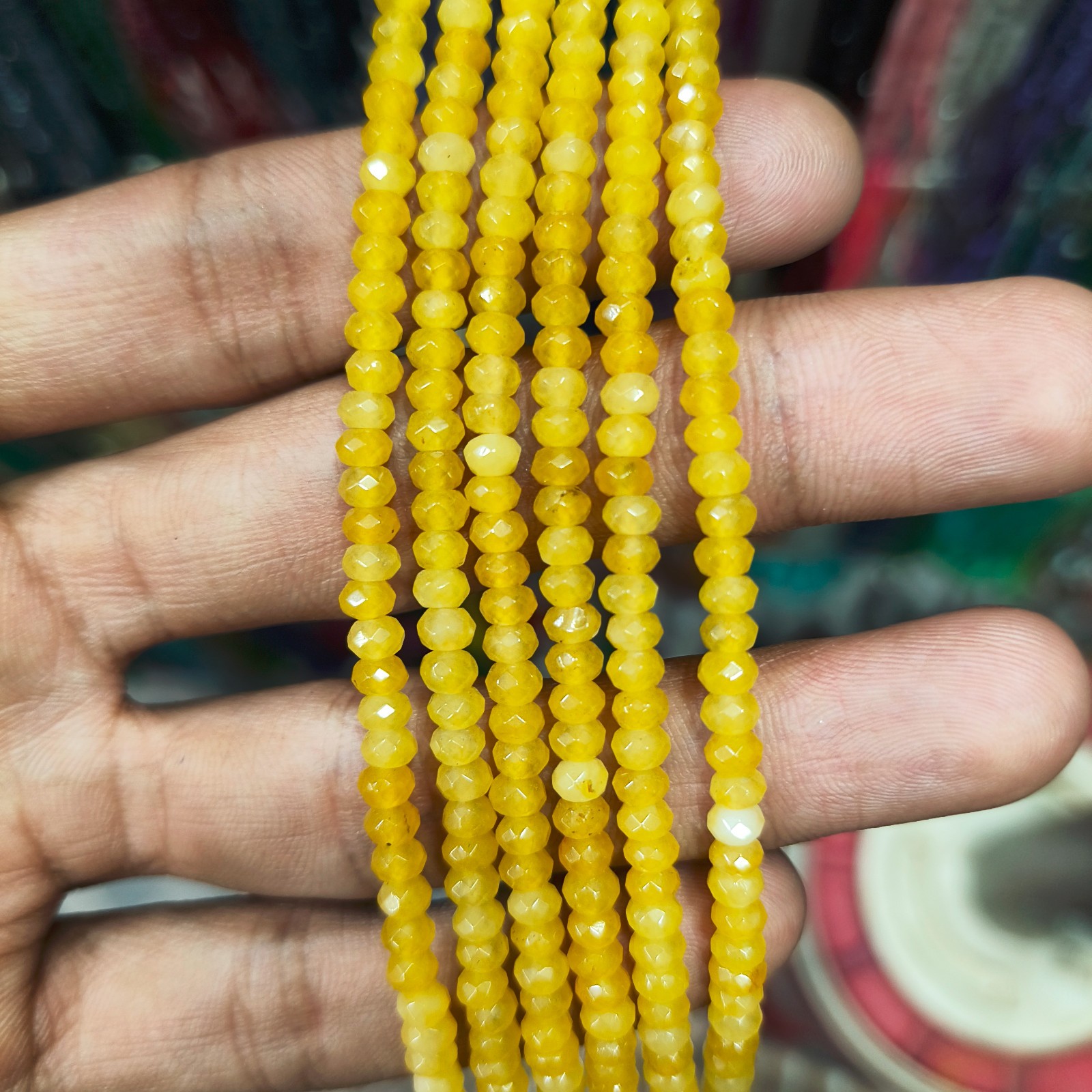 Light Yellow Sapphire Faceted Rondelle Gemstones Beads 100% Natural Precious Son