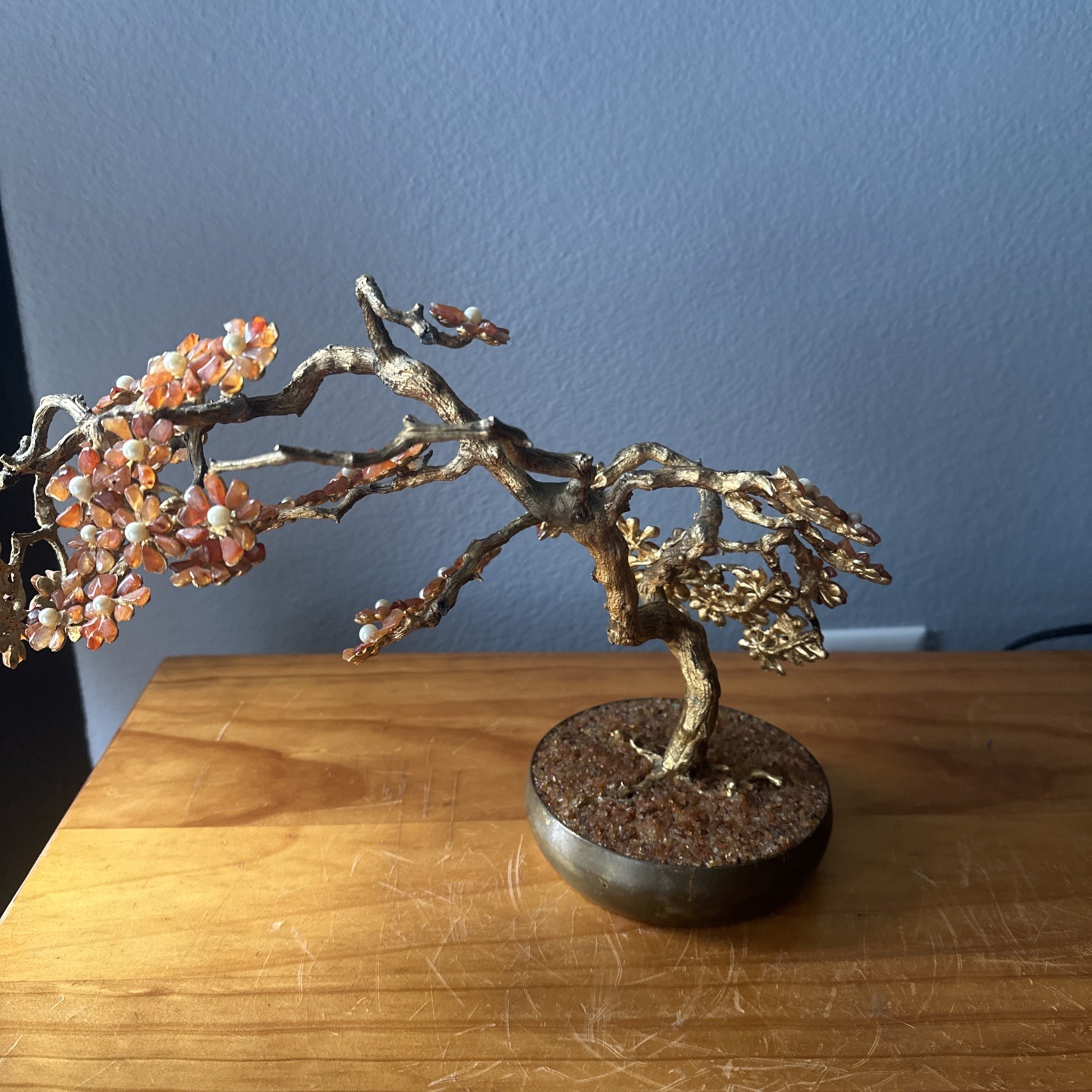 Vintage Antique Chinese Orange Carnelian Bonsai Tree