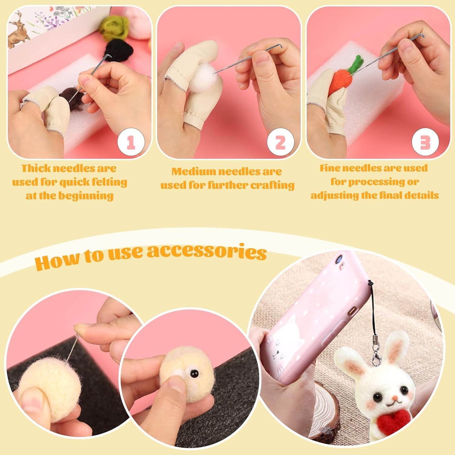 10Colors Needle Felting Fibre Wool Roving With Needle Felting Tool for DIY Craft
