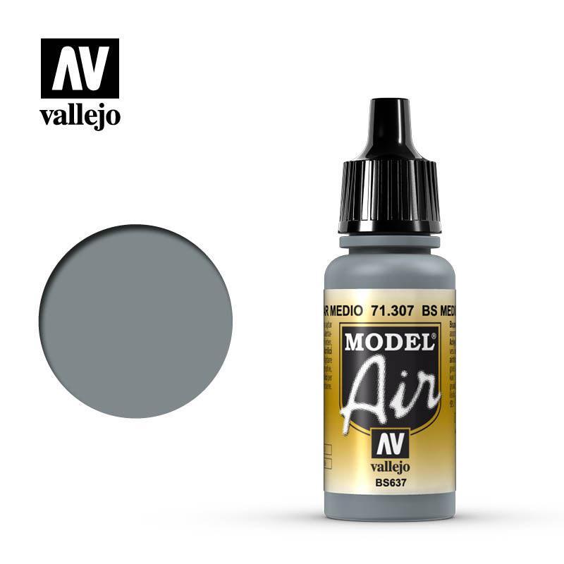 Vallejo 71307 Model Air BS Medium Sea Grey Acrylic Paint 17ml – US