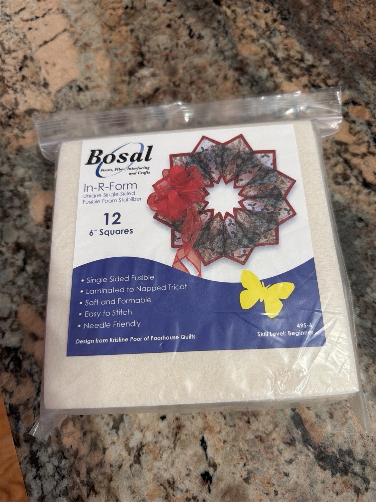 Single-Sided Fusible Stabilizer NEW Bosal In-R-Form 6-Inches x 6-Inches 12-Pack