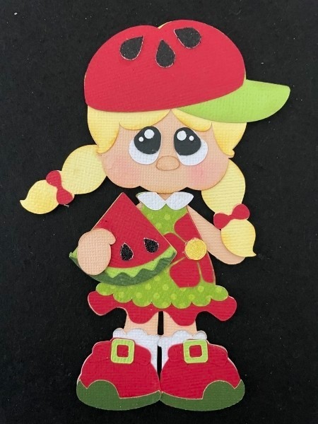 SUMMER Watermelon Girl Sweet Summer premade paper piecing scrapbook diecut 3D