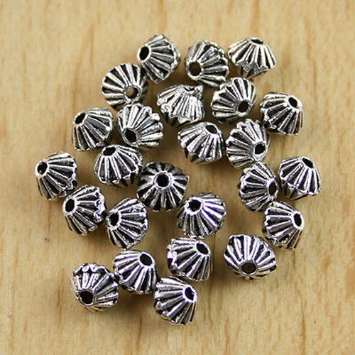 60pcs 5×3.6mm Tibetan Silver Crafted Round Spacer Beads H0071