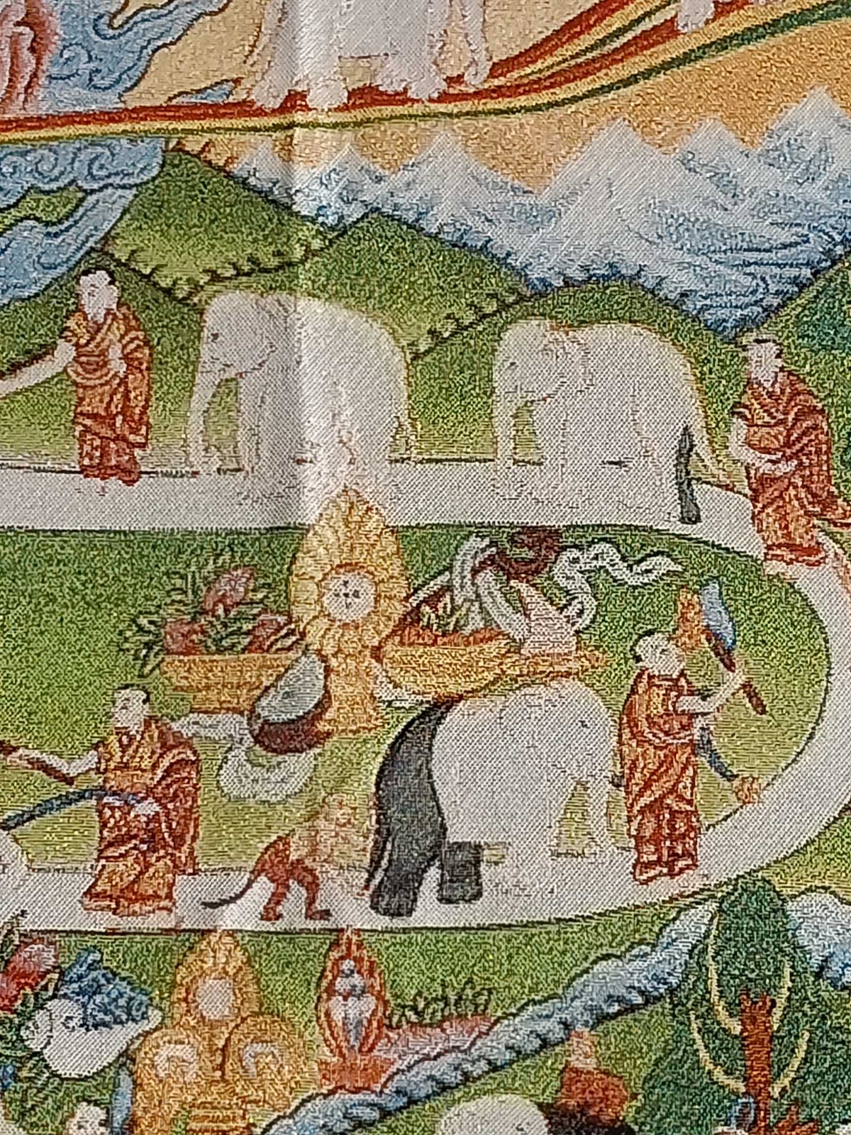 36″ Tibet Tibetan Cloth Silk Buddhism Tone Map and Nine-centered Tangka Thangka7