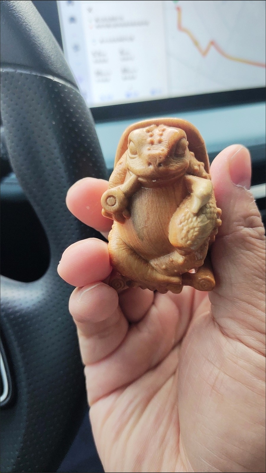Thuja Wood Toad Carving Hand Piece Vintage Solid Wood Craft Ornament