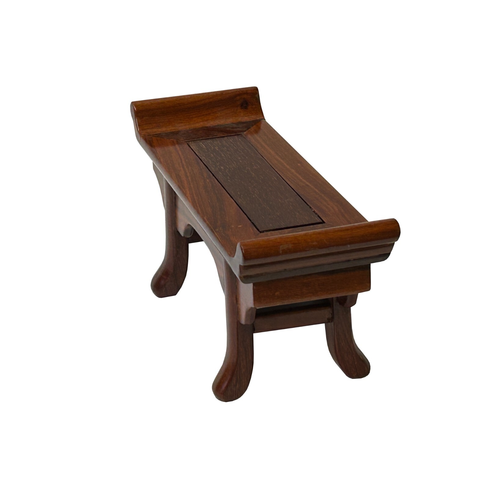 8″ Chinese Light Brown Altar Point Edge Shape Accent Wood Display Stand st1207