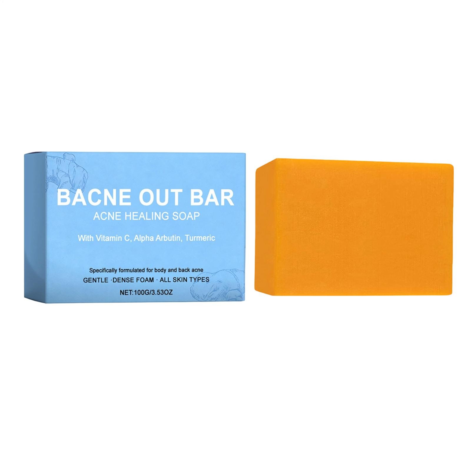 100g Bacne Out Bar Soap With Turmeric, Vitamin C & AlphaArbutin Acne Healing Bar