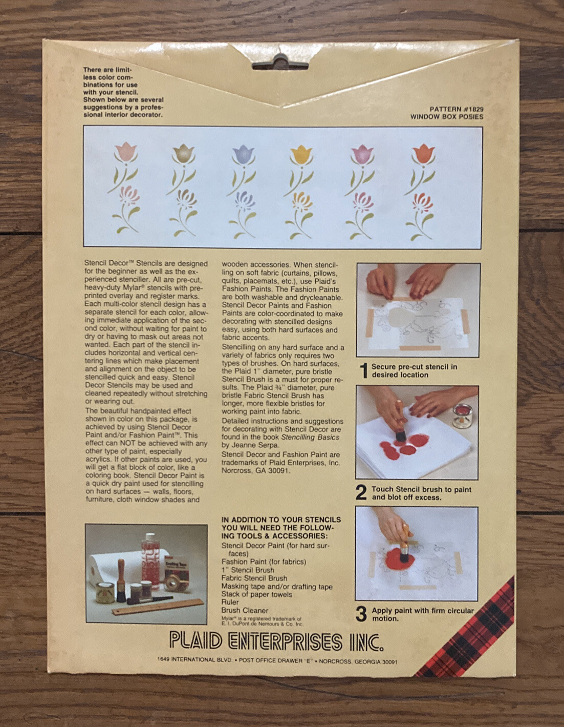 Vintage Plaid Enterprises Inc. Stencil Decor No. 1829 Window Box Posies 8.5″x11″