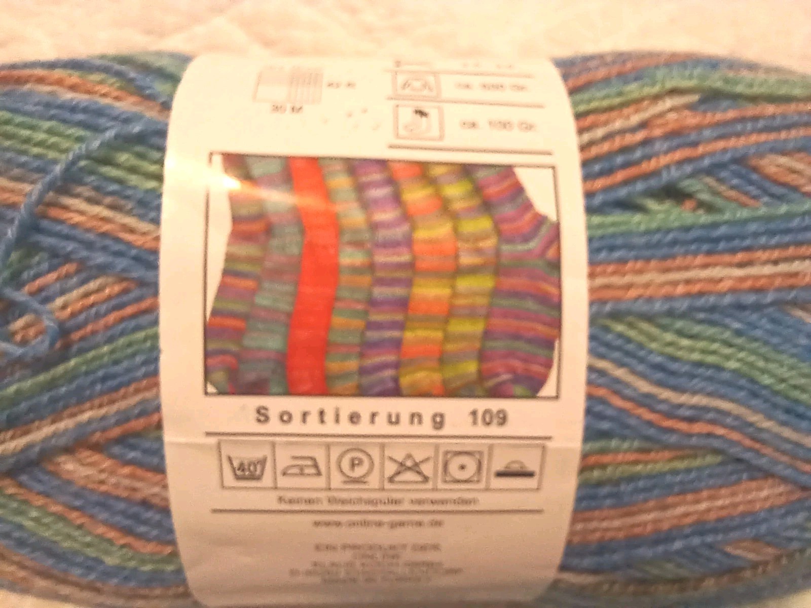 OnLine Supersocke 100 Summer Stretch Striping Yarn Wool-Cotton 2 Sks Blue & Cora