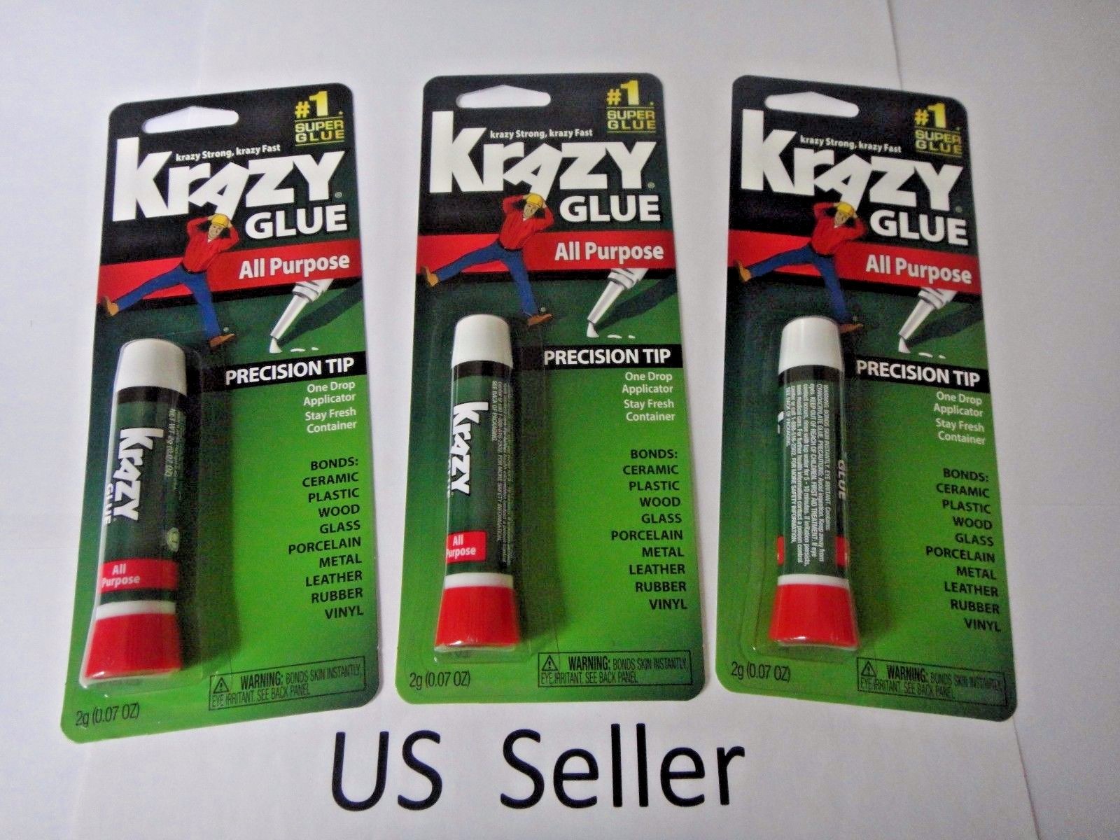 3 Packs Krazy Glue Instant strong Glue crazy fast Tube All Purpose 0.07 oz USA