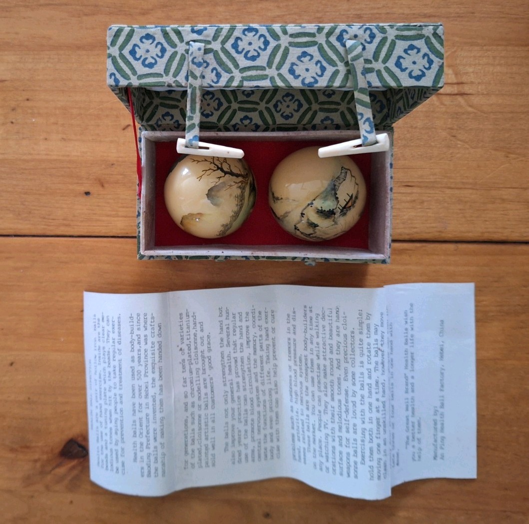 VintageChinese Health Balls W/the original box,directions in English,and Chinese