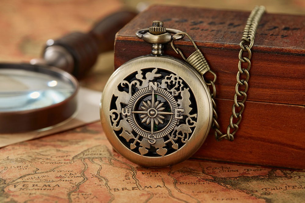 Compass Pocket Watch Outdoor Hiking Classic Flip Cover Navigation Pendant
