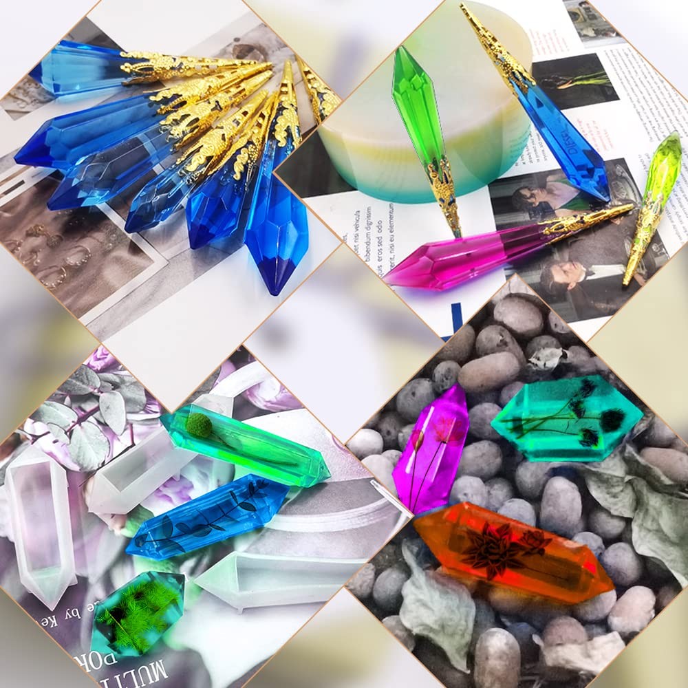 20 Pcs Pendulum Crystal Resin Molds, Pendant Resin Jewelry Molds Multi-Facet …