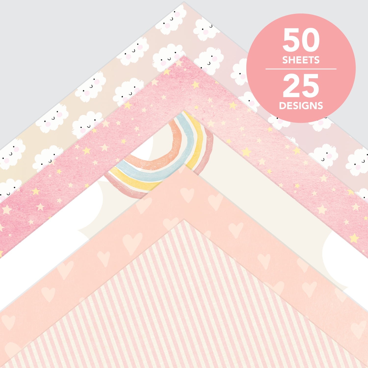 Baby Girl Scrapbook Paper Pack 12×12 Inch 50 Sheets 110 GSM Premium Quality