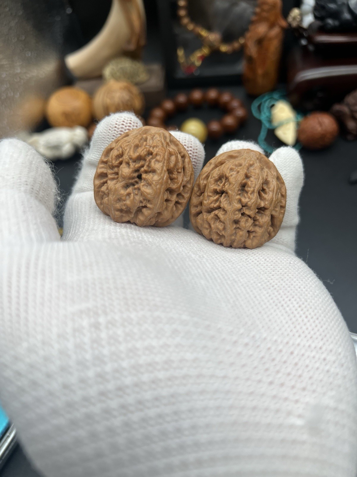 Pair of Match Chinese Health Walnut 36×35×35mm精配文玩核桃～全品平谷小粗筋