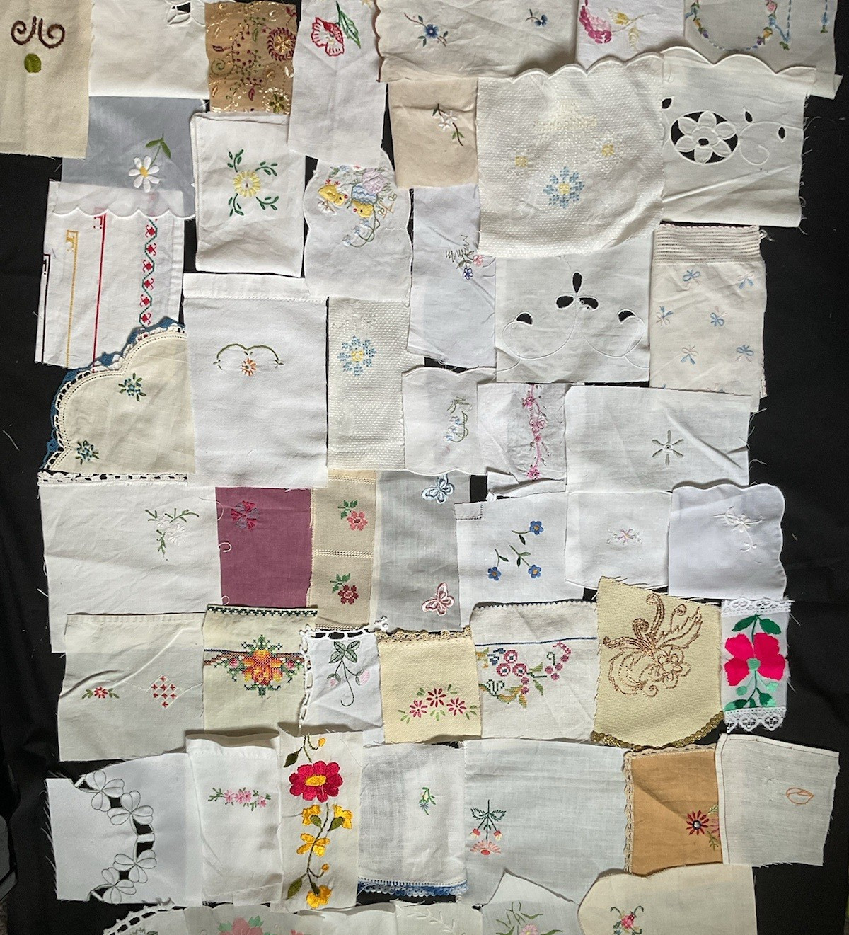 Vintage Handstitched Embroidered Fabric Scraps Slow Stitch Junk Journal – 10
