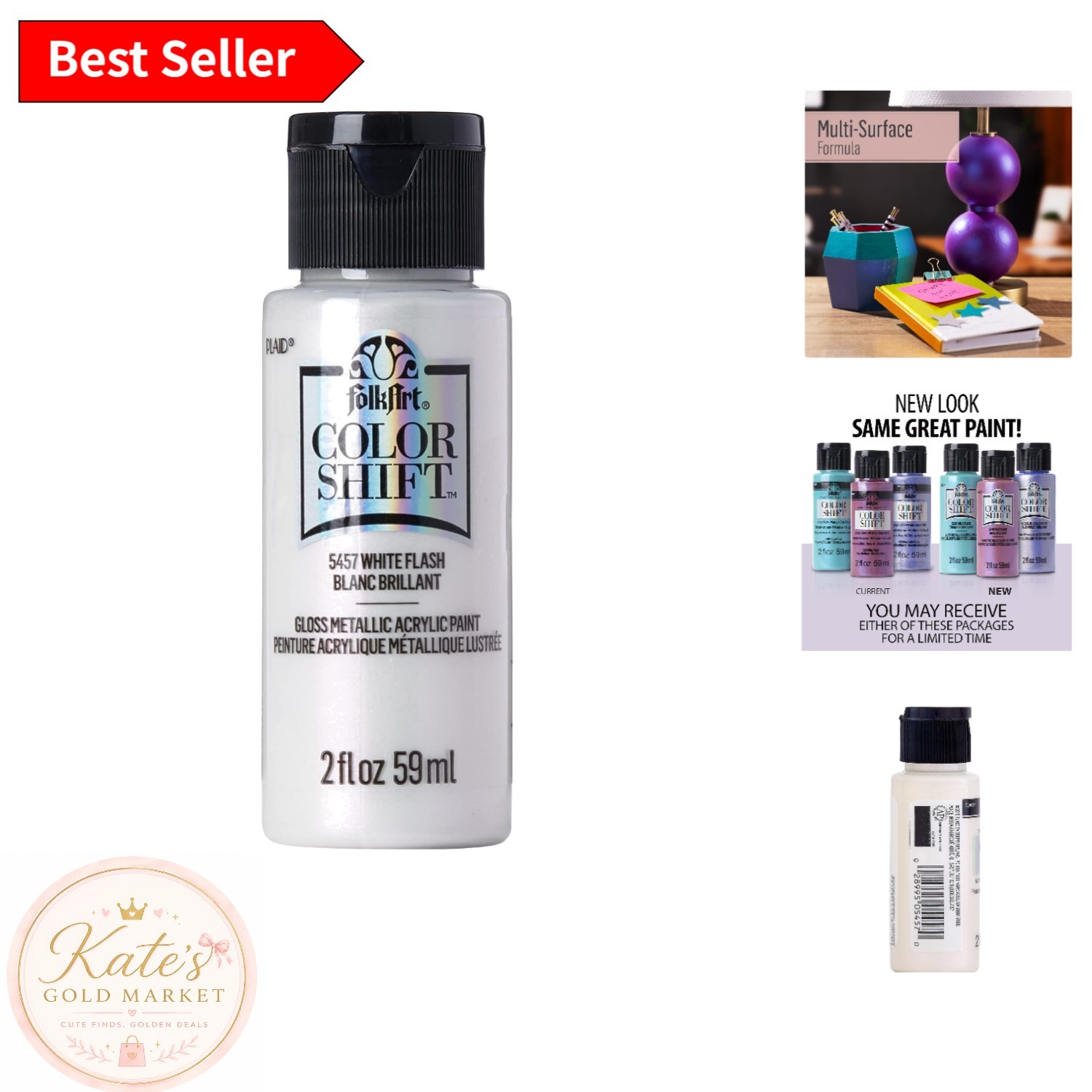 White Metallic Acrylic Paint – Color Shift, 2 Oz Non-Toxic Formula