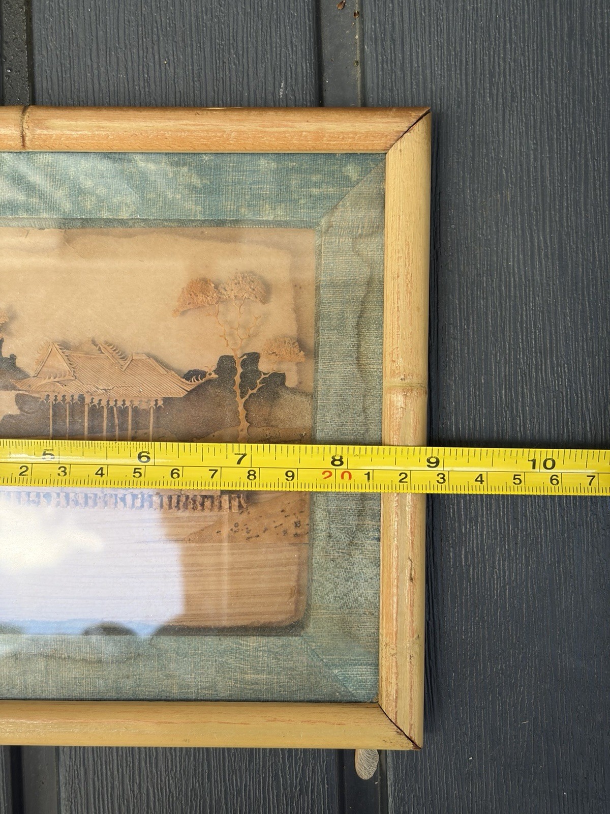 Vintage Framed Asian Cork Diorama Shadow Box Wall Art. Marked China
