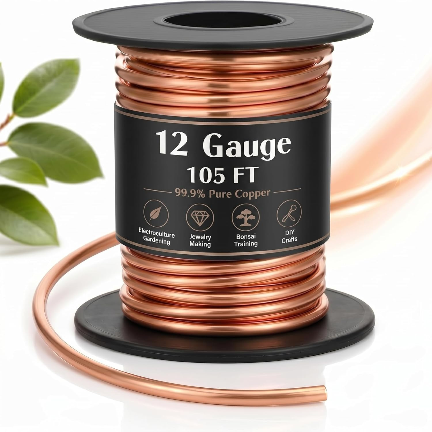 Therwen 105Ft 12 Gauge Copper Wire Length Soft Solid Bare Bendable Wire for Elec