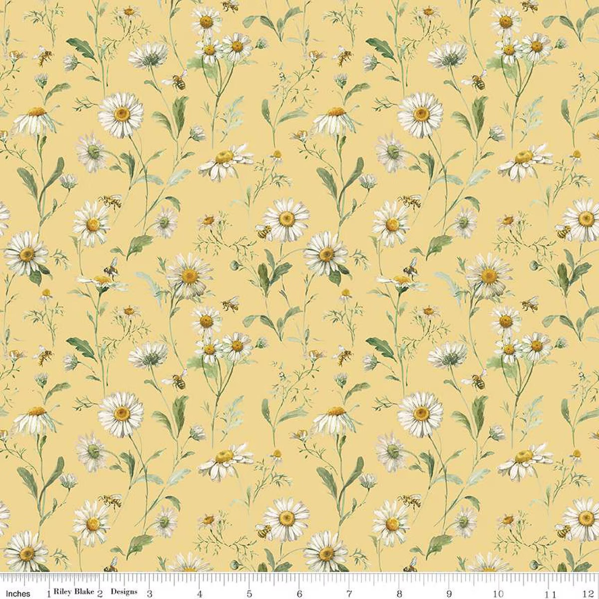 1/4 Yard 9×42 Riley Blake “Love Me More” Daisies Yellow Quilt Cotton