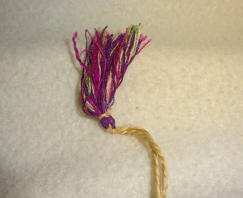 Vintage 1952 Korean or Chinese Hand Made Hand Crochet Multi-Color Bookmark-READ